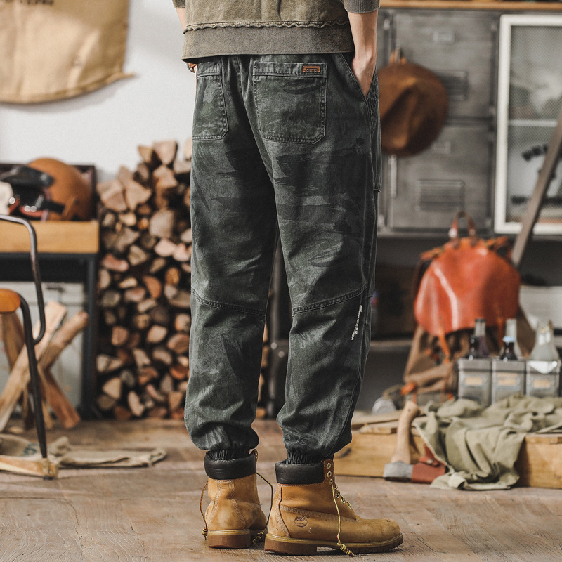 杰雷諾叢林獵裝工裝褲男春秋款寬鬆直筒男士休閒褲潮牌春季束腳褲