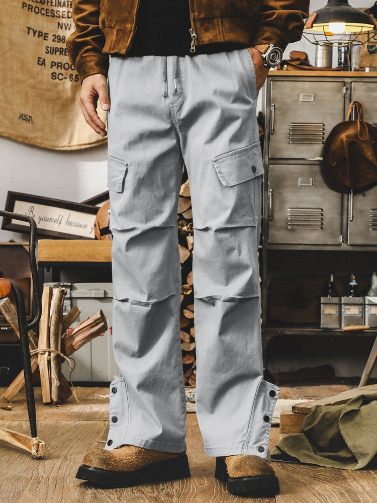 傑雷諾美式複古工裝褲子男寬松2024新款休閑長褲潮牌機能傘兵褲男