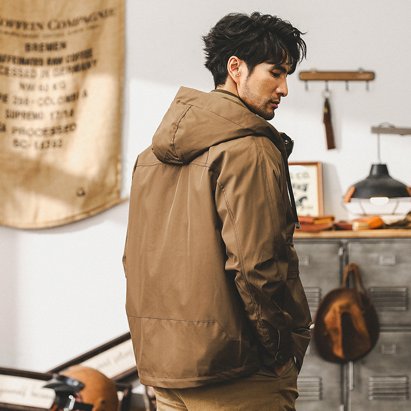 美式復古山系衝鋒衣外套男春秋款戶外潮牌硬漢寬鬆秋季工裝夾克男