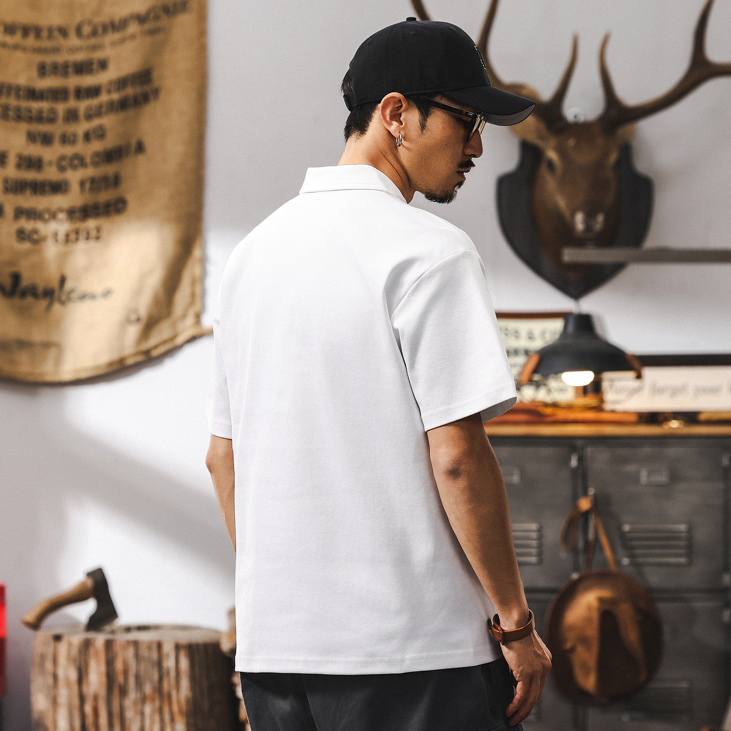 美式潮牌純色POLO衫男夏季短袖2025新款百搭簡約T恤寬鬆男士上衣