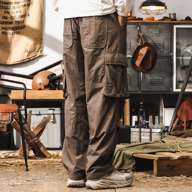 美式復古工裝褲子男秋季潮牌戶外機能風傘兵褲寬鬆直筒男士休閒褲