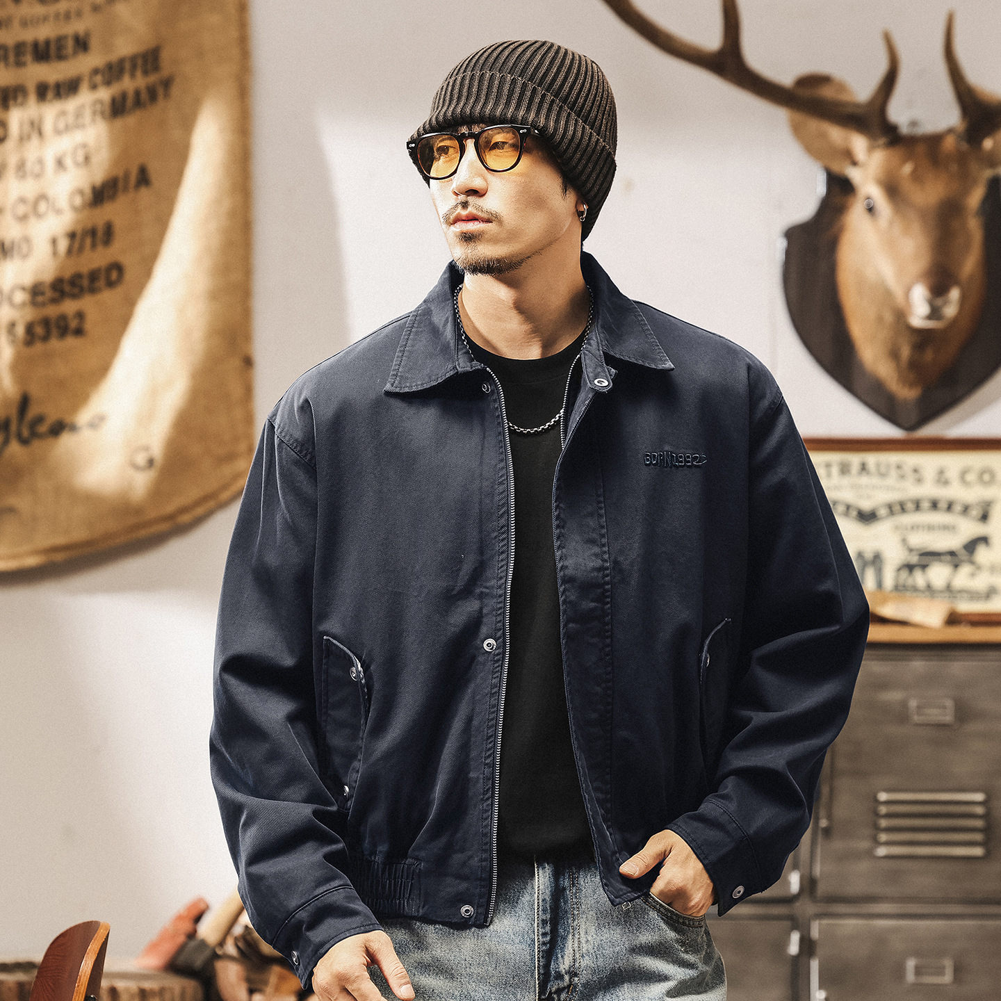 美式復古老錢風行政教練夾克男秋季短款寬鬆潮牌休閒男士外套春秋