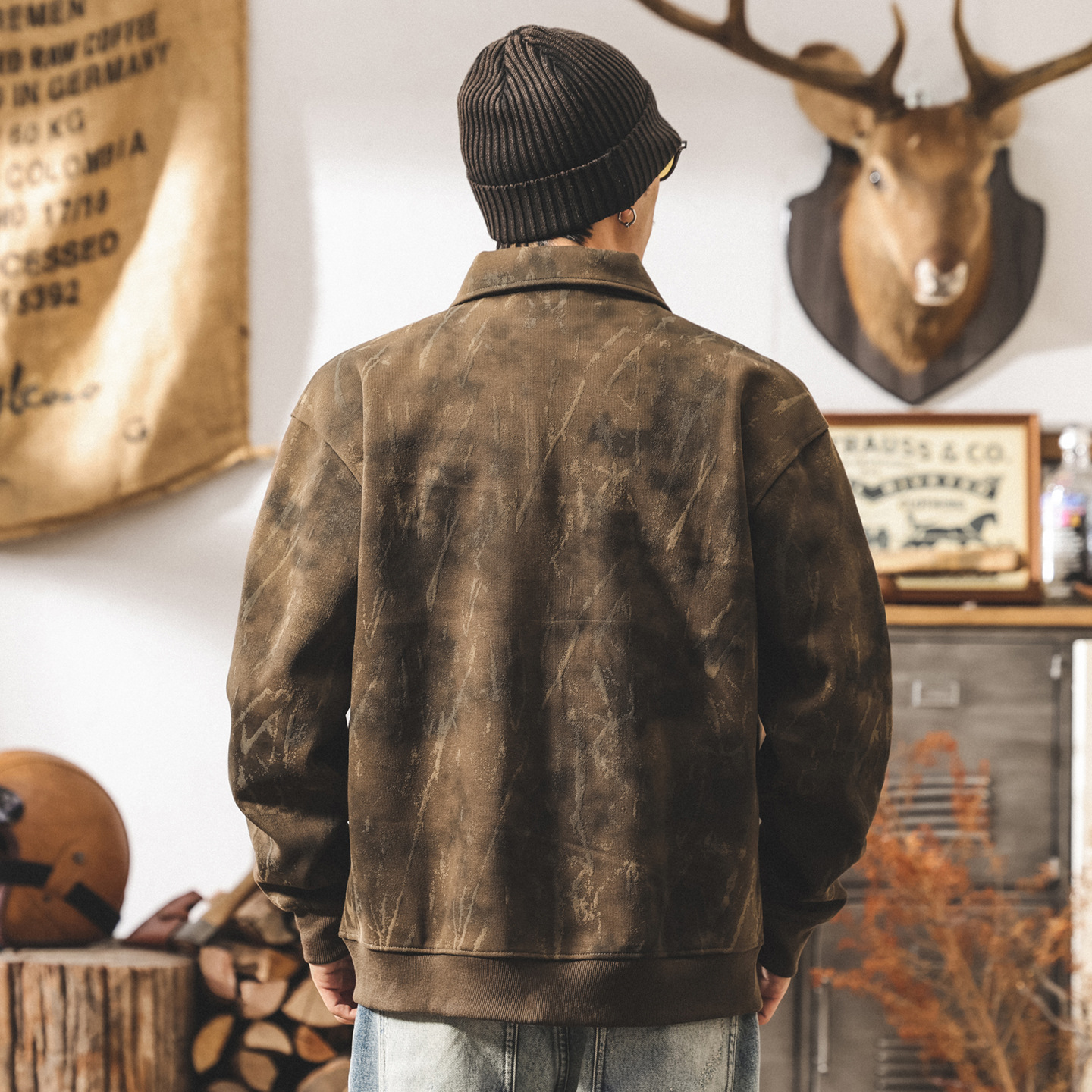 美式復古髒染380g重磅衛衣男秋冬款潮牌寬鬆大碼秋季開衫外套男款