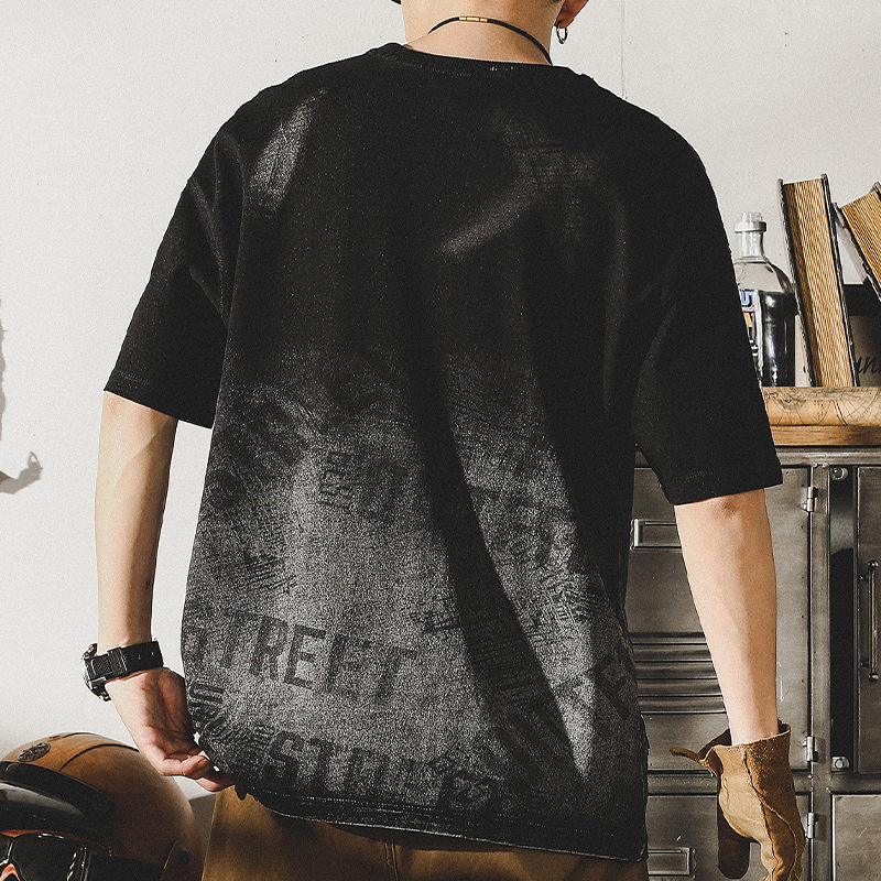 杰雷諾美式重磅T恤男短袖夏季扎染漸變潮牌寬鬆大碼做舊水洗半袖