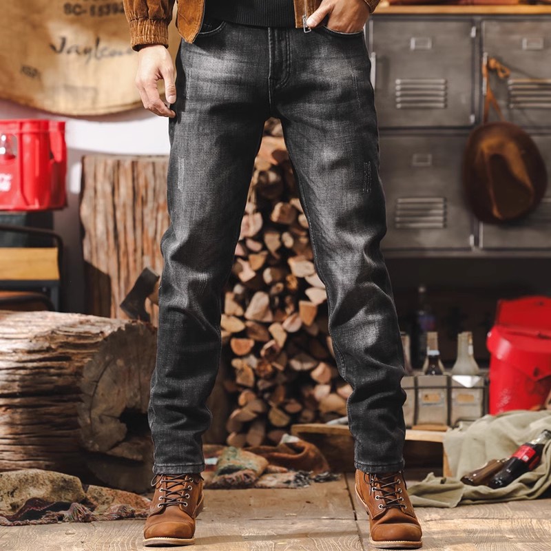 美式復古重磅水洗牛仔褲2025新款潮牌直筒休閒褲男春秋款加絨褲子