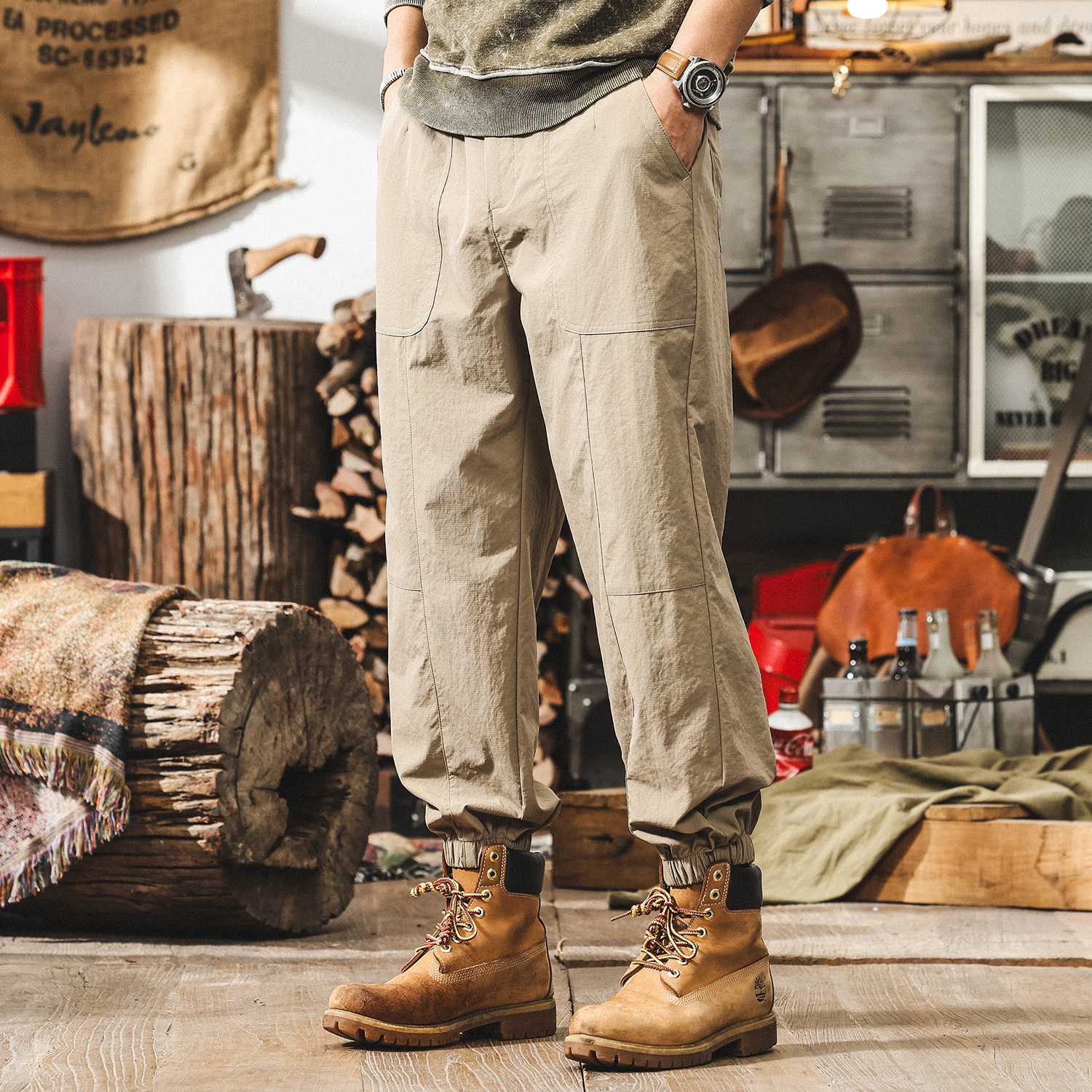 冰肌涼感夏季冰絲褲子男薄款寬鬆潮牌城市通勤美式戶外速干休閒褲