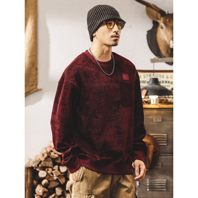 美式復古重磅肌理男士衛衣秋季2025新款潮牌寬鬆大碼春秋長袖上衣