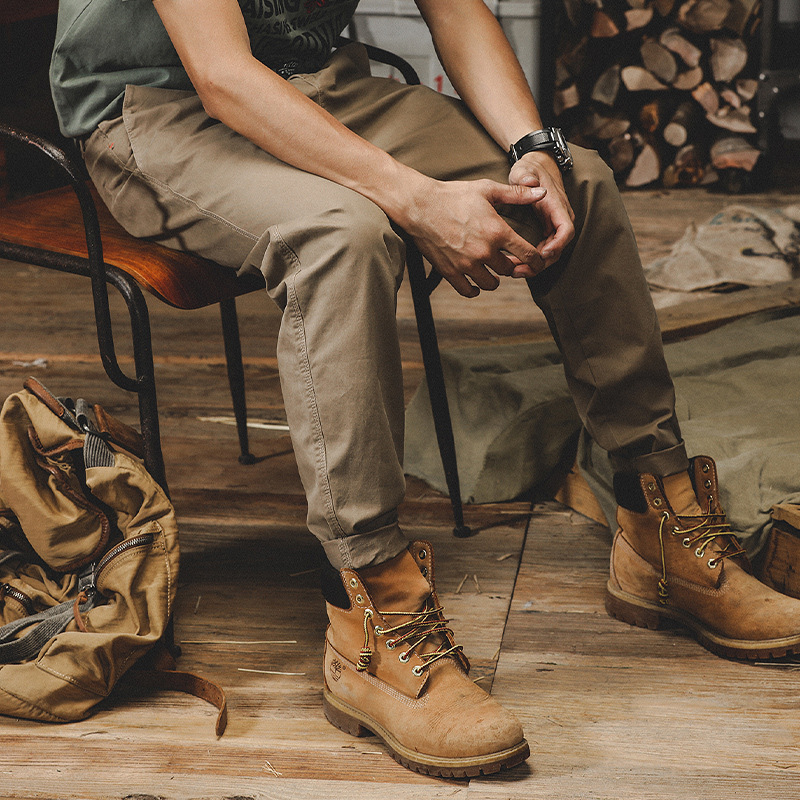 美式重磅復古工裝褲子男直筒上班基礎款簡約男士休閒褲百搭錐形褲