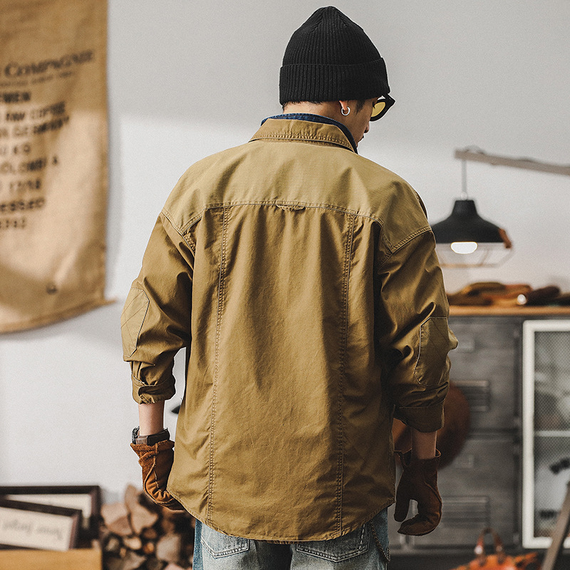 杰雷諾美式休閒外套男春秋款2024新款工裝襯衫男長袖潮牌獵裝襯衣