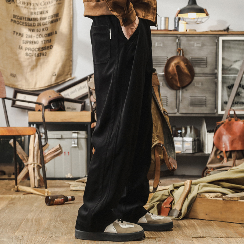 美式復古雪尼爾褲子男秋冬款潮牌寬鬆休閒直筒加厚重磅衛褲男秋季