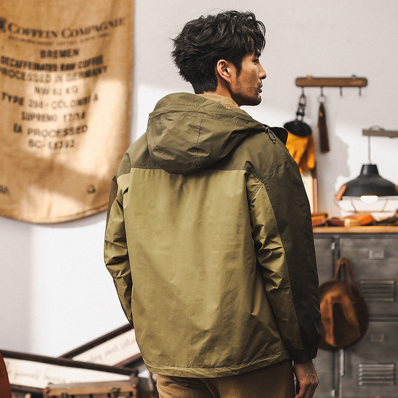 美式復古衝鋒衣外套男秋季寬鬆潮牌戶外獵裝戰術機能連帽工裝夾克
