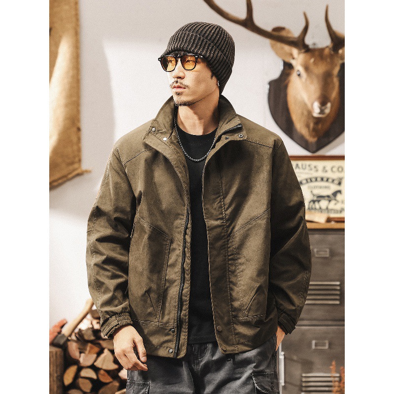 美式復古髒染潮流外套男春秋2025新款戶外防風秋季美拉德工裝夾克