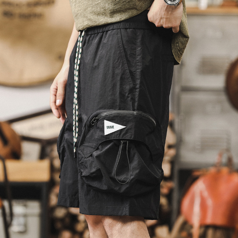 美式涼感防水工裝褲男夏季寬鬆大碼休閒褲男士戶外機能速乾五分褲