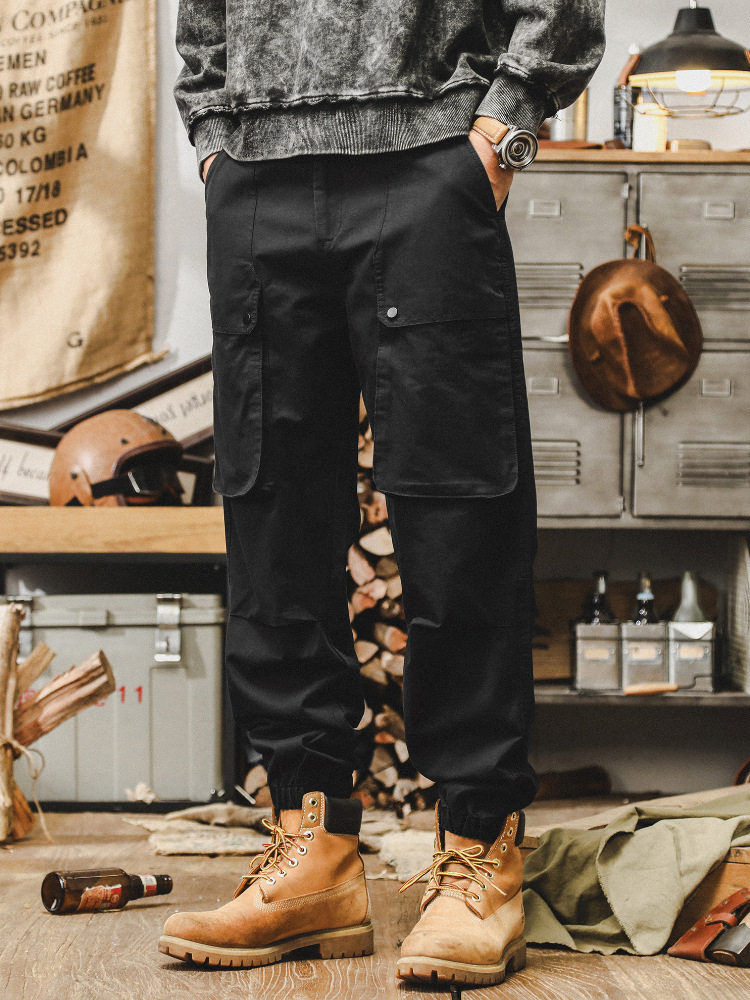 傑雷諾美式複古寬松工裝褲男2024新款多袋傘兵褲子男秋季休閑長褲
