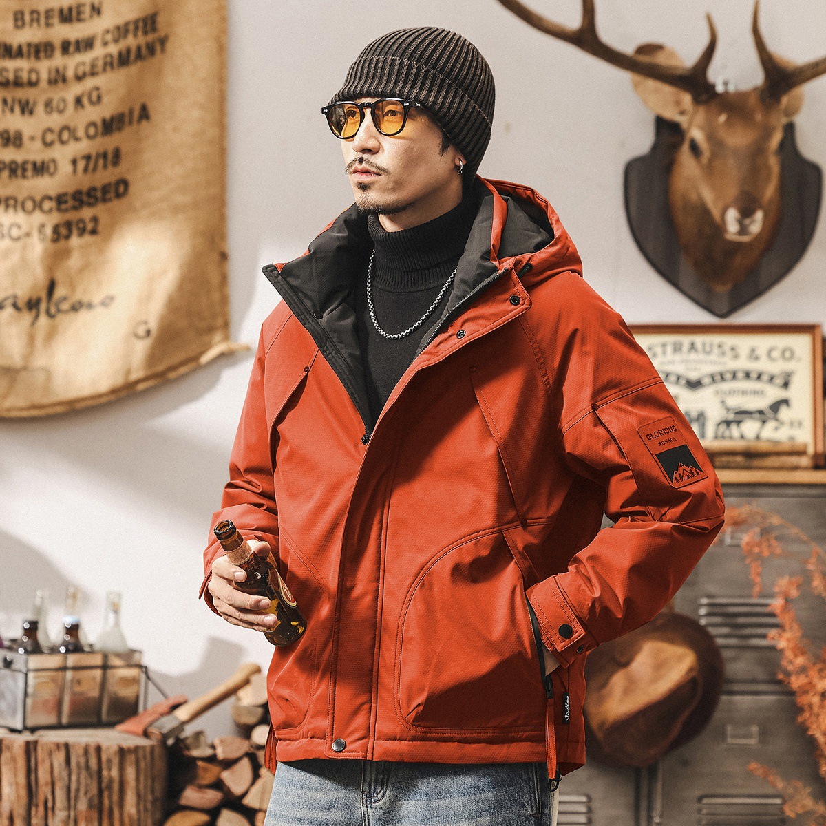 美式復古高充絨冬季羽絨服男款加厚潮牌工裝派克服禦寒保暖外套男