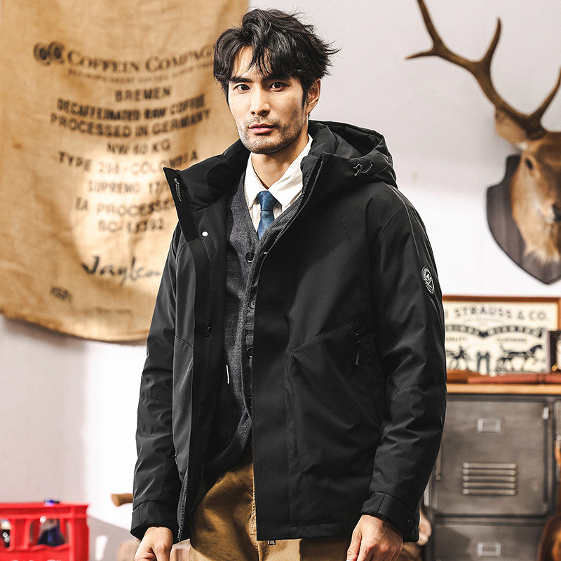 90鴨絨冬季羽絨服男寬鬆加厚2024新款城市戶外通勤保暖工裝外套男