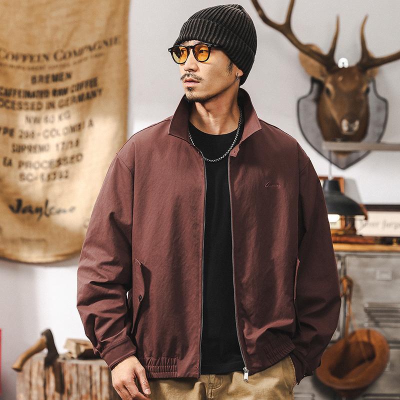 美式復古哈靈頓夾克男春季2025新款潮牌痞帥紅色高級感工裝外套男