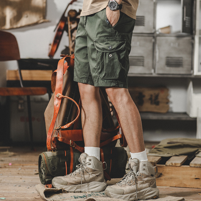 杰雷諾美式彈力工裝短褲男潮復古山系戶外大口袋機能寬鬆五分中褲