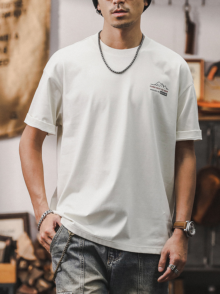 杰雷諾美式復古山系戶外冰感T恤男短袖夏季寬鬆大碼潮牌男士上衣