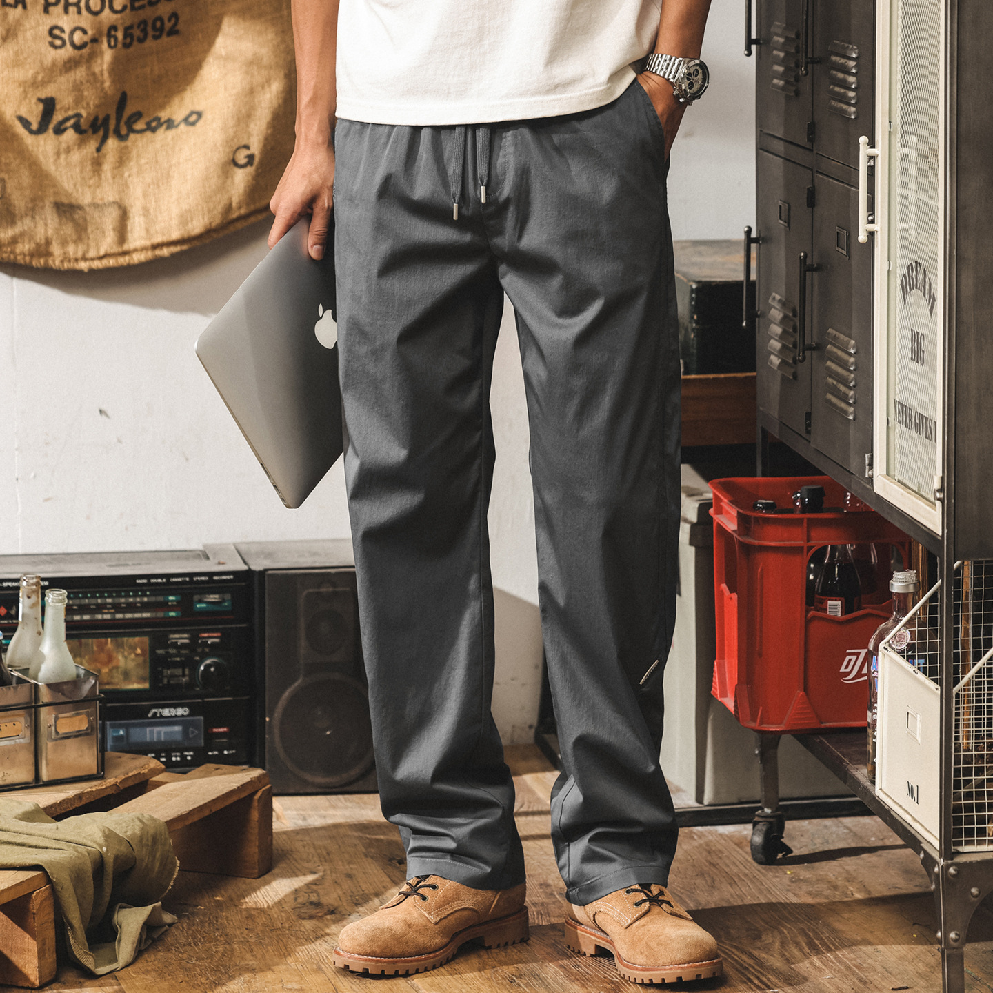 夏季薄款直筒褲子男2025新款潮牌通勤休閒褲寬鬆美式灰色運動長褲