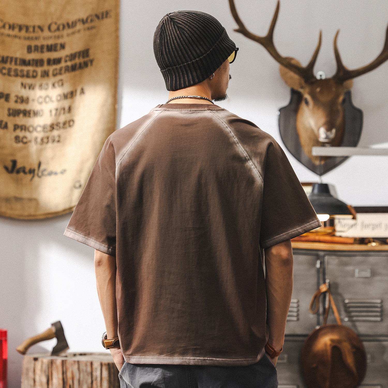 美拉德復古酵素水洗重磅T恤男短袖夏季美式潮牌寬鬆休閒上衣T男裝