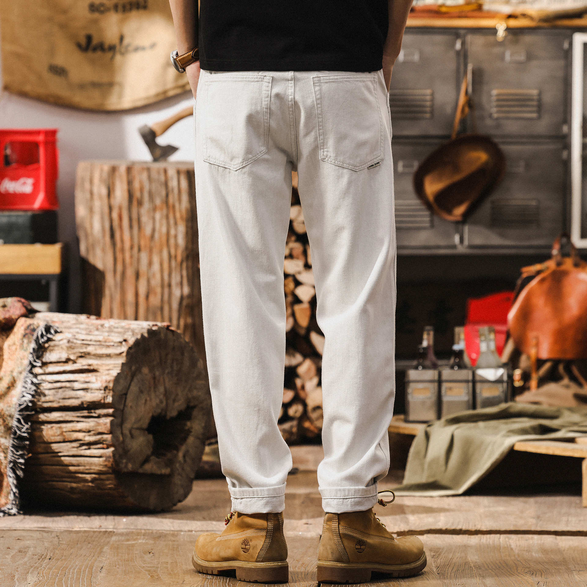 美式復古白色牛仔褲男夏季2025新款潮牌褲子男寬鬆直筒男士休閒褲