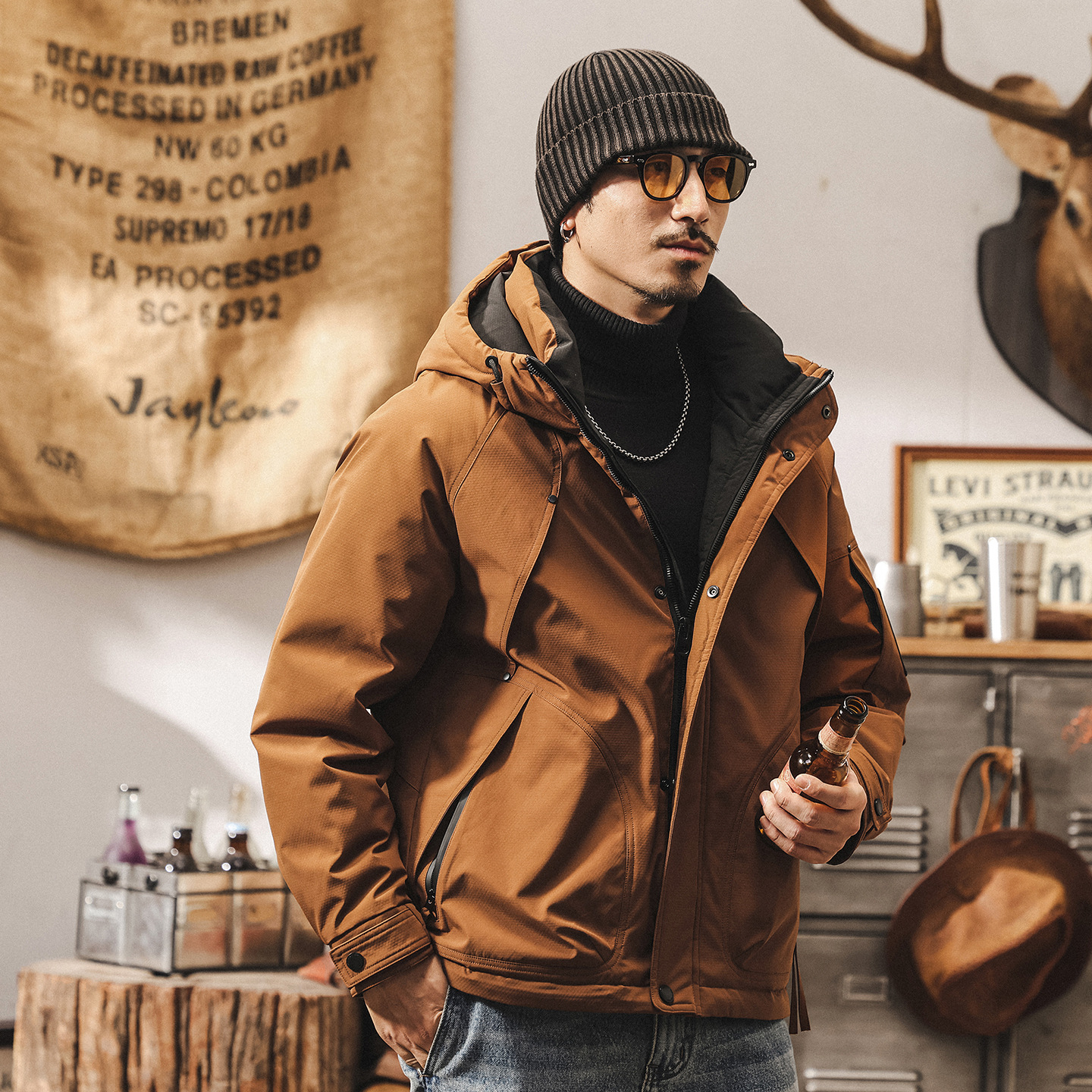 美式復古高充絨冬季羽絨服男款加厚潮牌工裝派克服禦寒保暖外套男