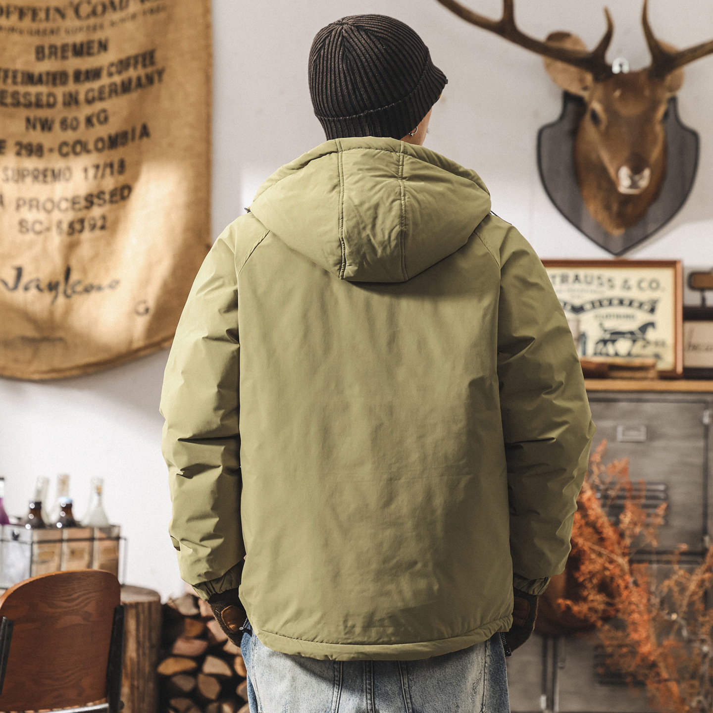 美式復古高充絨蓬鬆90白鴨絨工裝羽絨服男冬季新款加厚保暖外套男