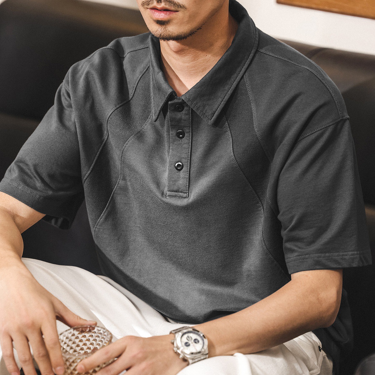 美式復古男士Polo衫短袖男夏季2026新款潮牌T恤男裝寬鬆上衣