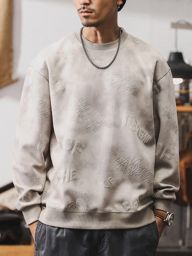 杰雷諾雲染洗褪美式重磅衛衣男秋季2024新款寬鬆復古痞帥上衣男裝