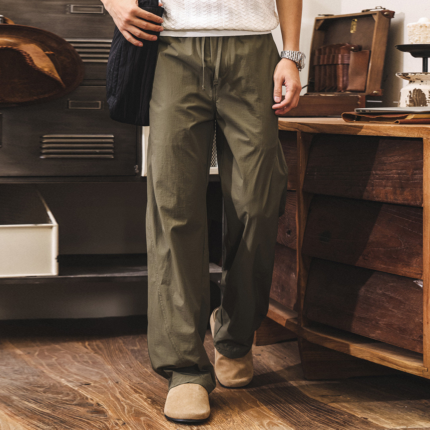 美式復古直筒薄款褲子男春季2026新款通勤潮牌工裝寬鬆休閒長褲男