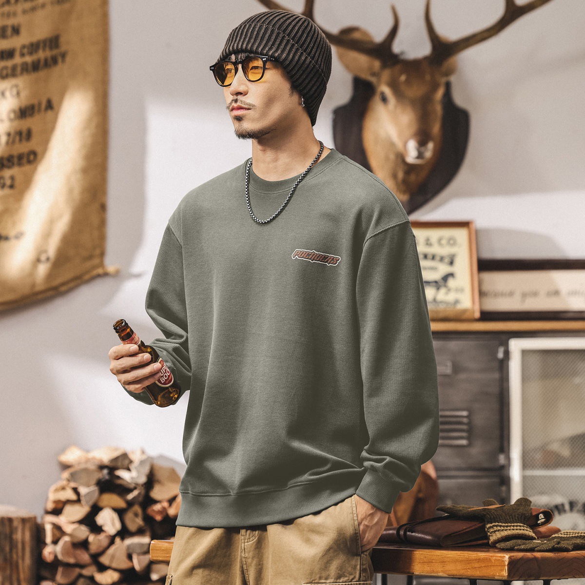 美式復古衛衣男款春秋2025新款潮牌寬鬆大碼休閒380g重磅男士上衣