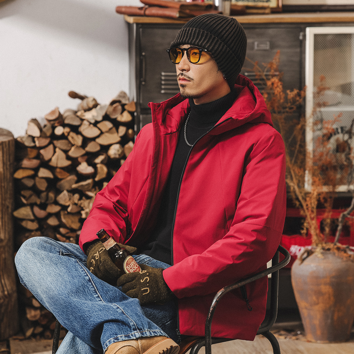 【90鵝絨】美式復古輕薄羽絨服男冬季新款戶外通勤防水連帽外套男