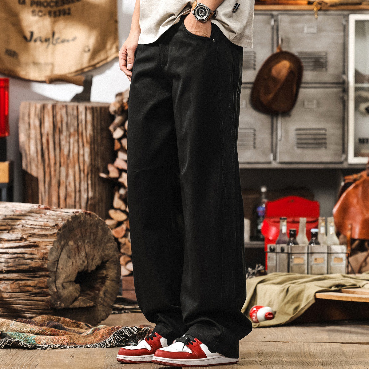 萊賽爾天絲夏季薄款休閒褲男2025新款寬鬆闊腿褲男垂感直筒長褲子