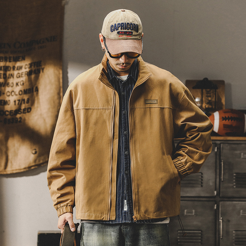 杰雷諾美式復古潮牌工裝夾克男寬鬆大碼秋冬款硬漢教練休閒外套男