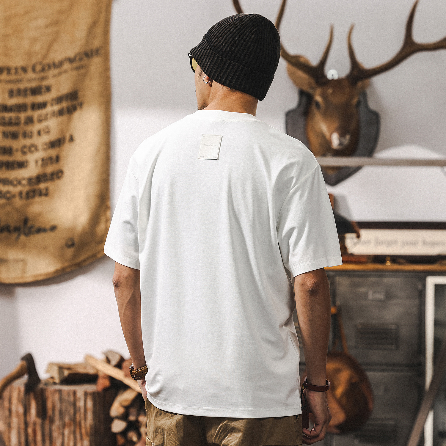 【桑蠶絲冰肌軟糯】高級感短袖T恤男夏季寬鬆萊賽爾天絲男士上衣T