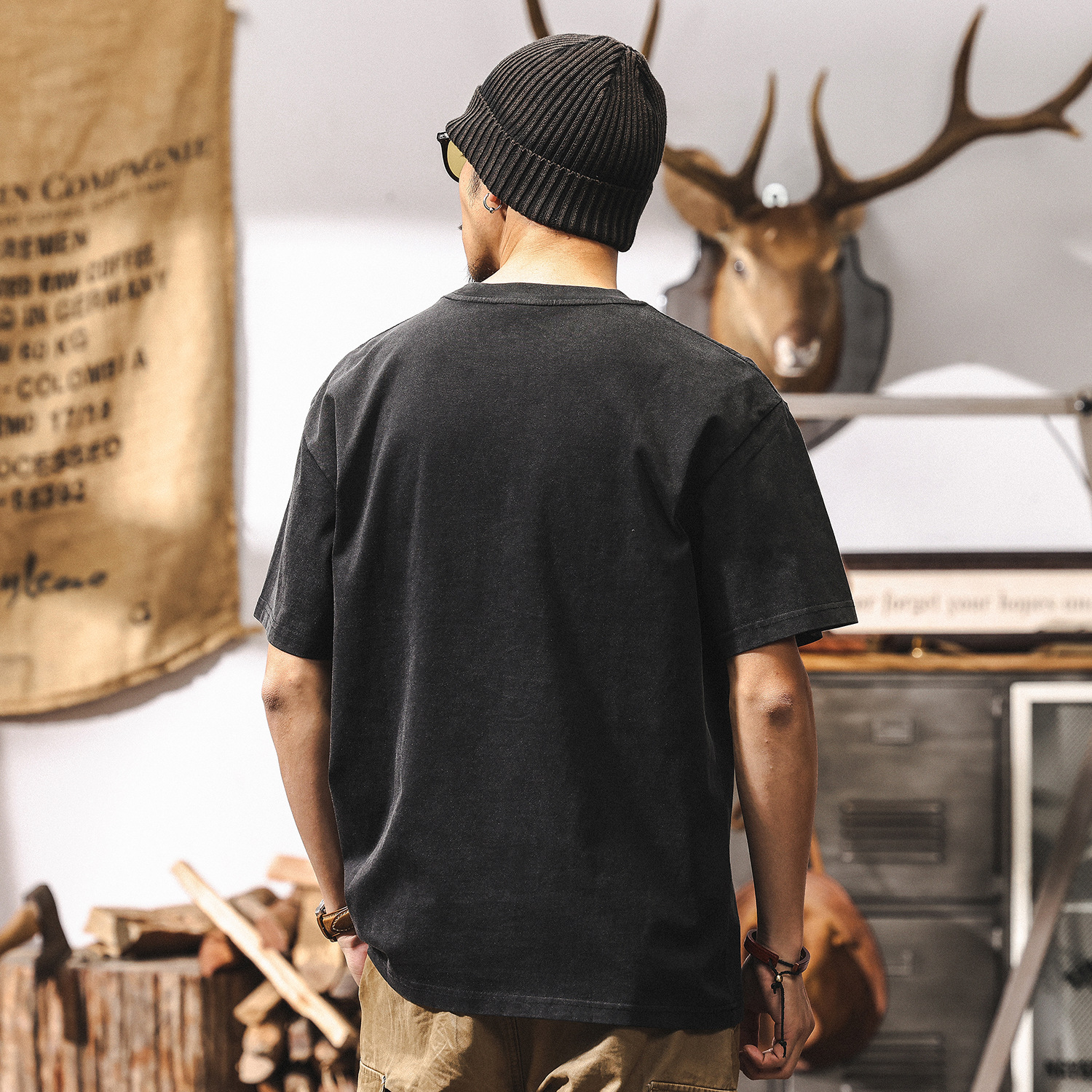 美式復古立體鋼印短袖男夏季寬鬆潮流250g重磅T恤男休閒上衣