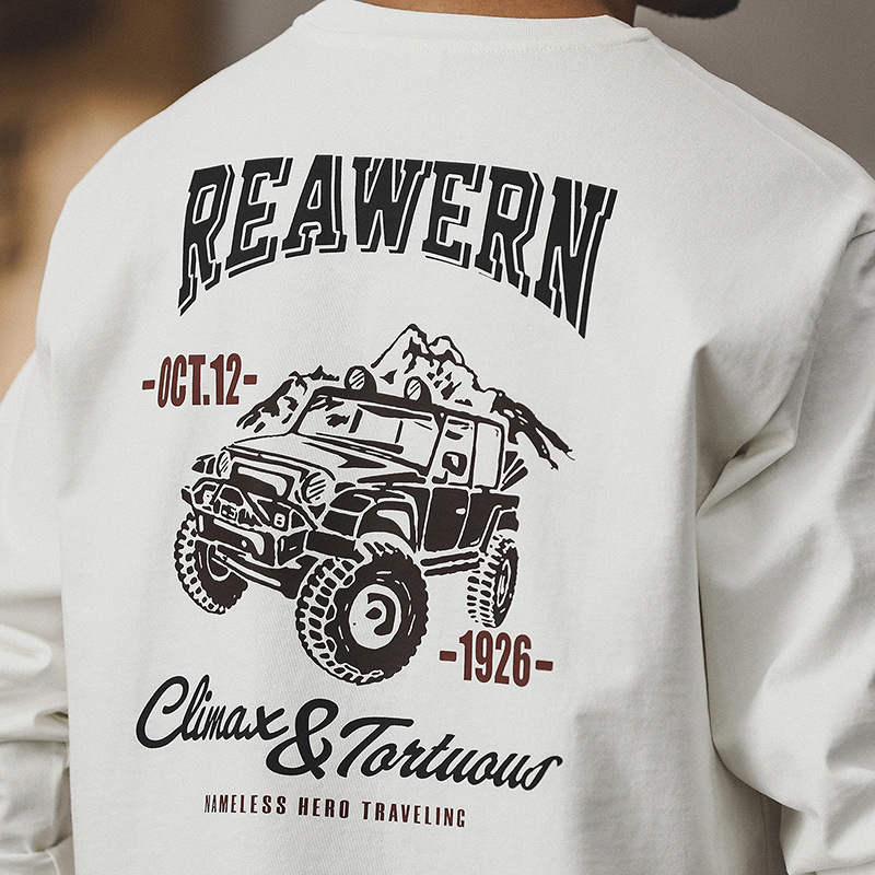 美式重磅260gT恤男長袖春季2024年新款戶外印花潮牌男裝上衣