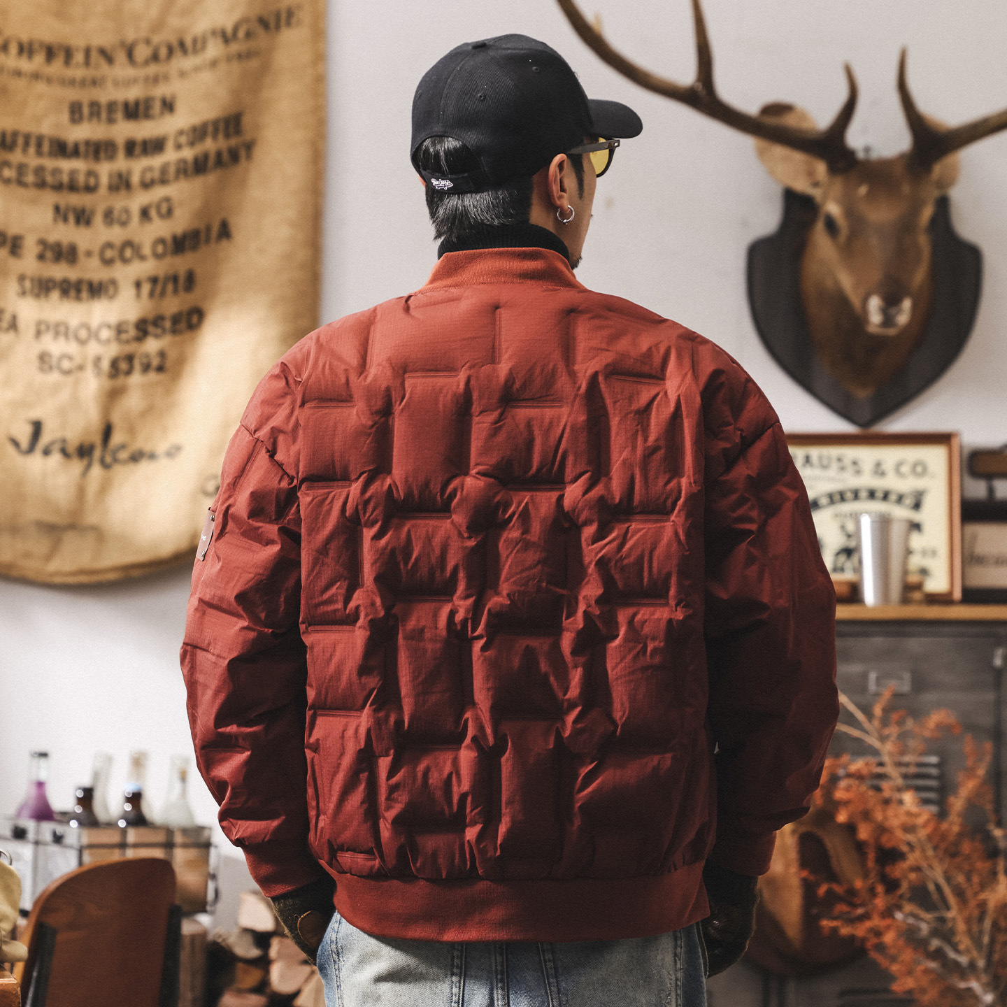 美式復古90鴨絨輕薄羽絨服男冬季保暖飛行夾克大碼壓花羽絨外套男