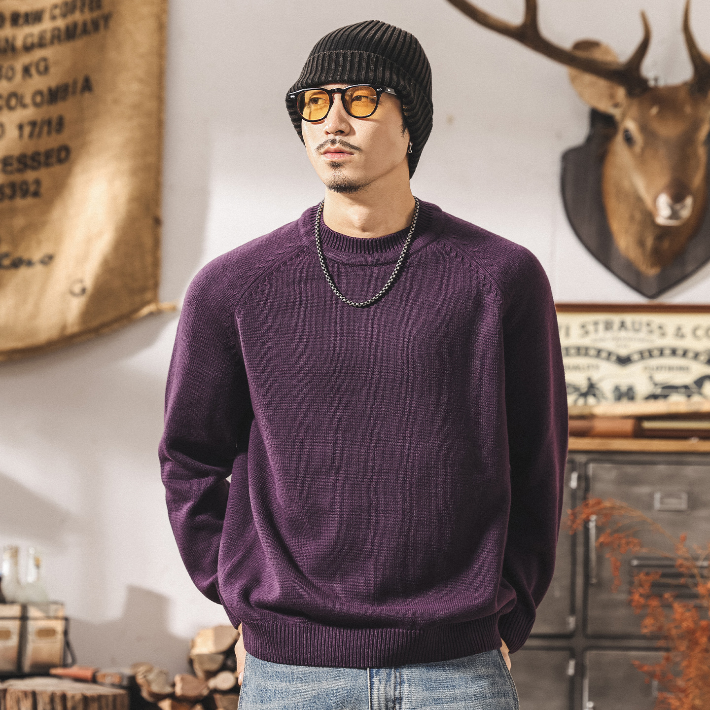 美式復古毛衣男款冬季2025新款保暖簡約基礎針織衫男士內搭毛線衣