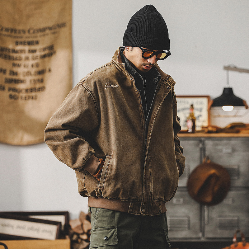 美式重磅復古夾克男春季2024新款寬鬆潮牌硬漢戶外工裝外套男春秋