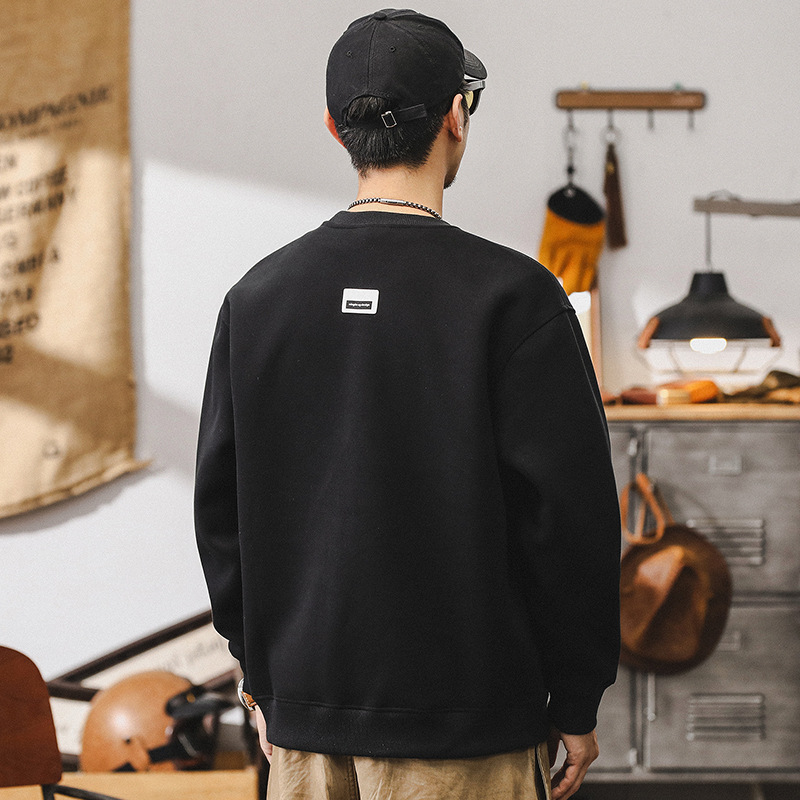 杰雷諾美式重磅復古衛衣男秋季潮牌拼接寬鬆長袖上衣簡約休閒男裝