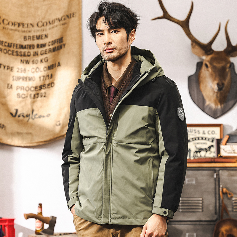 三合一新國標90鴨絨可拆卸內膽羽絨服男冬季戶外工裝男士秋冬外套