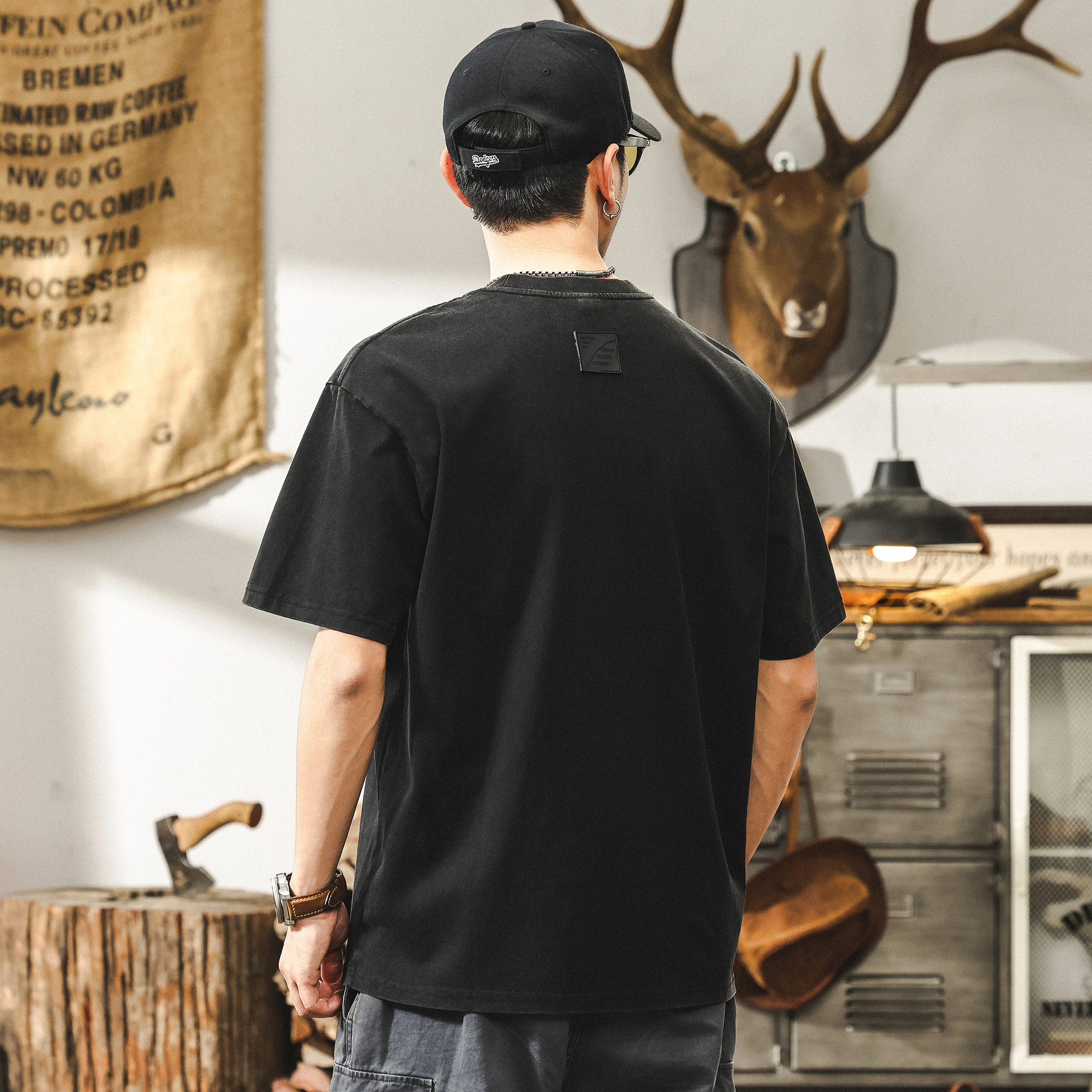 美式復古260g重磅T恤男夏季短袖2025新款潮流立體鋼印寬鬆上衣男