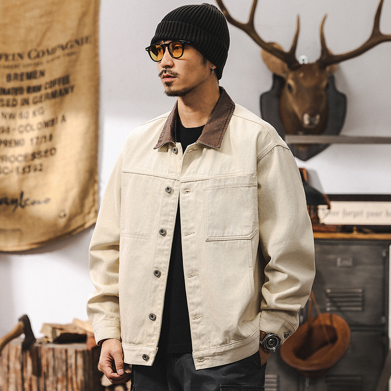 環保原胚棉巴恩風工裝外套男春秋2025新款潮流美式復古春季夾克男