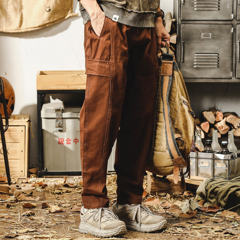 杰雷諾美式復古直筒休閒褲男秋冬款寬鬆潮牌痞帥戰術工裝褲男
