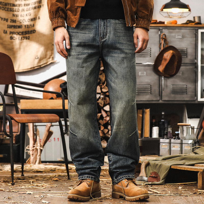 美式經典懷舊復古牛仔褲男秋季2024新款水洗直筒褲子男寬鬆休閒褲