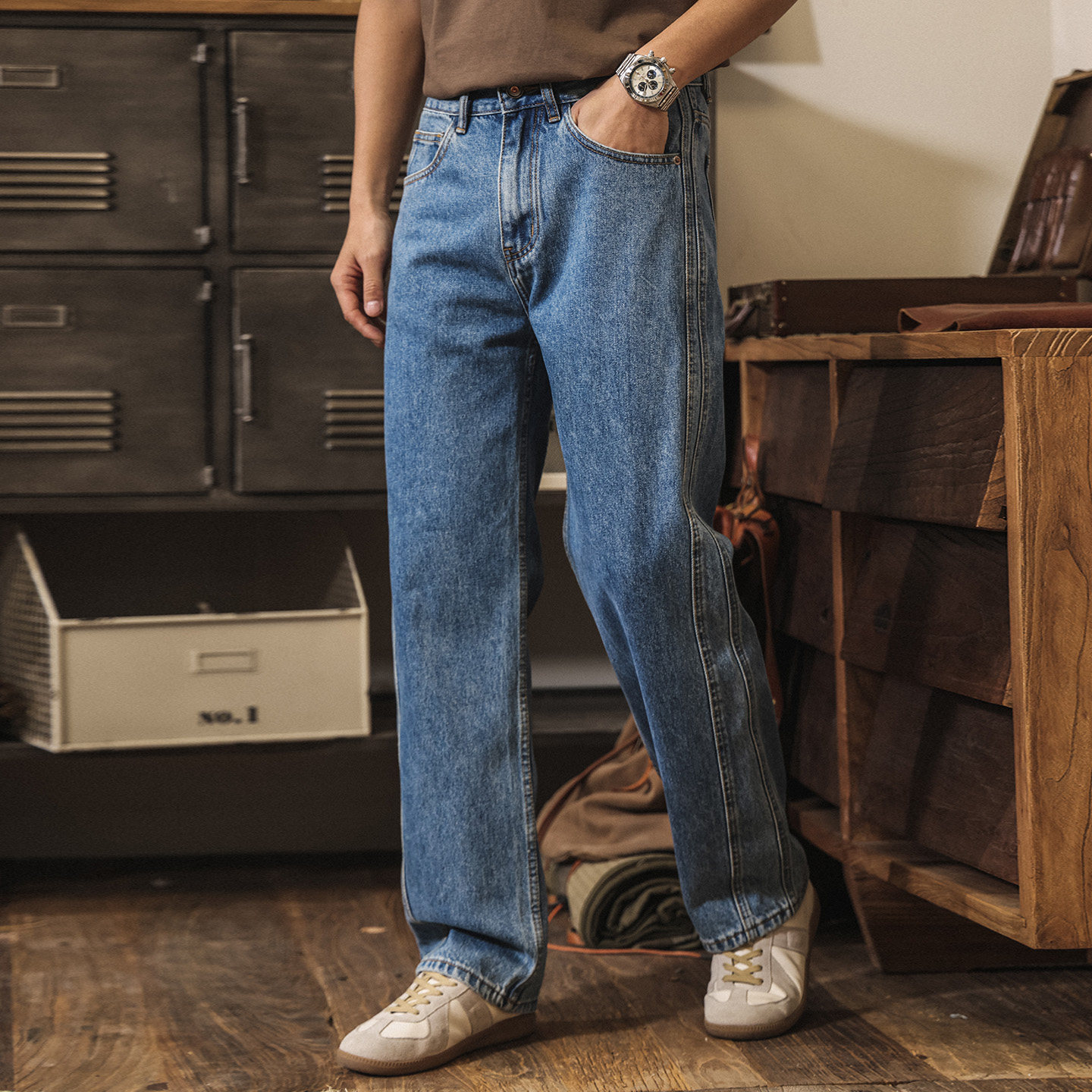 美式重磅復古春季牛仔褲男直筒2026新款潮牌褲子男士寬鬆休閒長褲