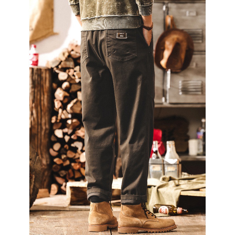美式覆古秋季褲子男2025新款寬鬆直筒男士休閒褲春秋潮流工裝長褲