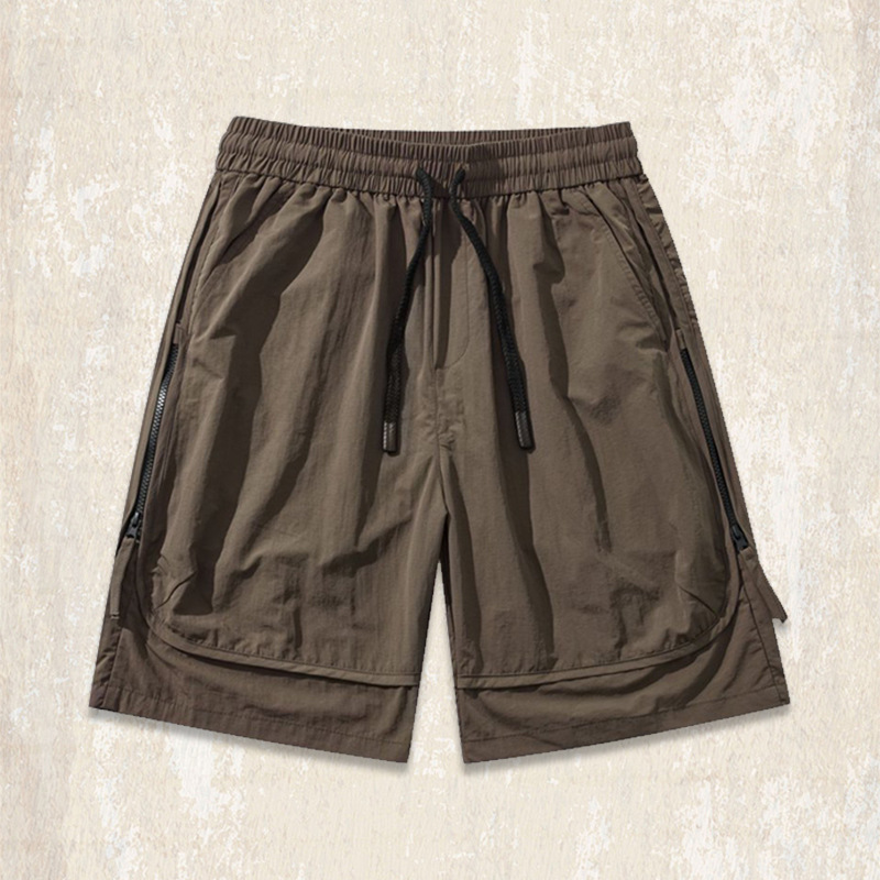 美式復古涼感工裝短褲男款夏季黑色潮牌戶外速干休閒寬鬆五分褲男